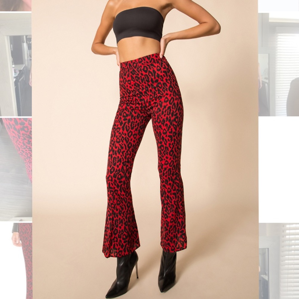 High waist flare pant cheetah print